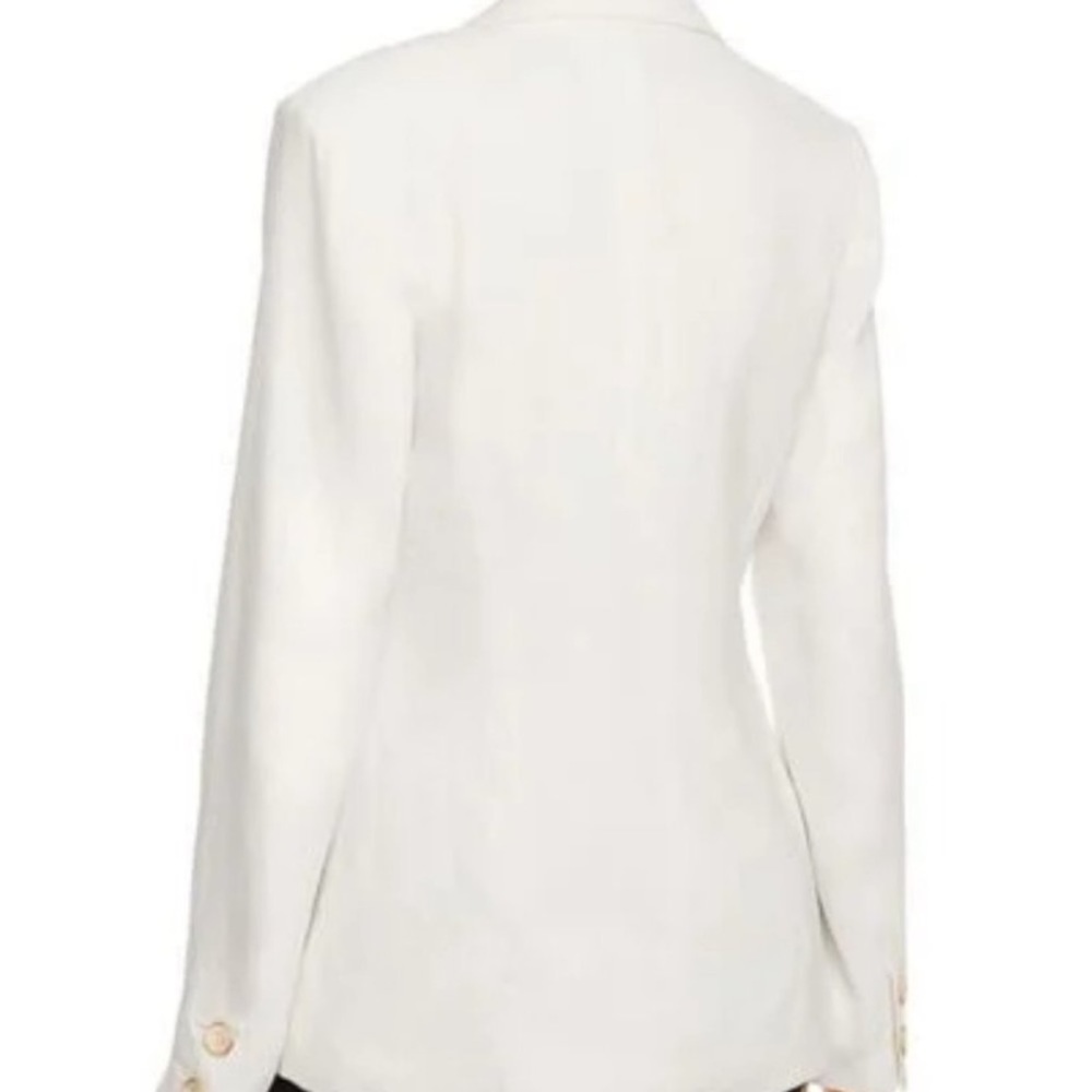 Paige Rosette Double Breasted White Pinstripe Power Blazer - Picture 3 of 17